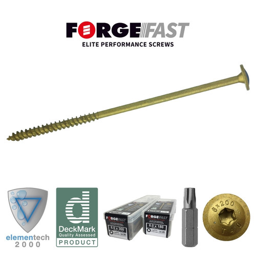 ForgeFast Elite Construction Screws - Box (30) - 8.0 x 160mm
