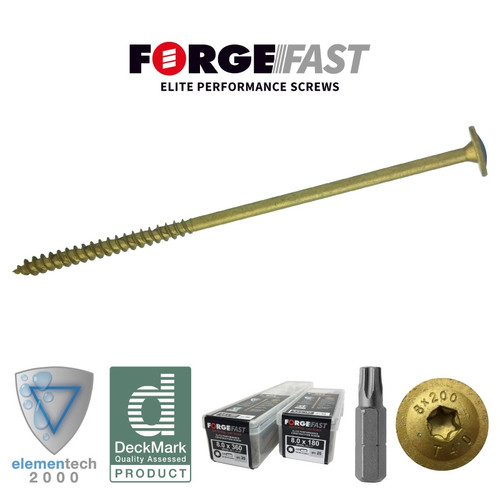 ForgeFast Elite Construction Screws - Box (25) - 8.0 x 180mm