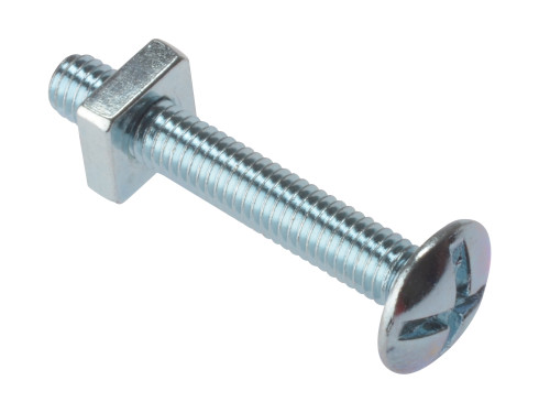 Roofing Bolts with Square Nuts - Zinc Plated - Box (100) - M6 x 35mm