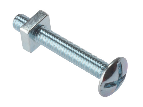 Roofing Bolts with Square Nuts - Zinc Plated - Box (50) - M8 x 100mm