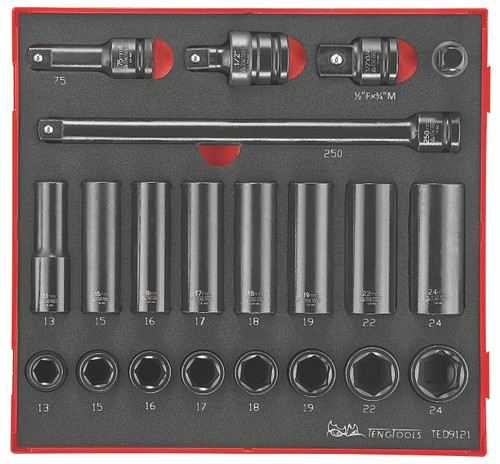 Impact Socket Set 1/2in Drive 21pcs