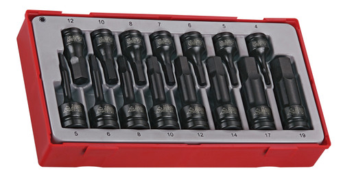 Impact Socket Set 3/8 1/2 dr Hex 15pc