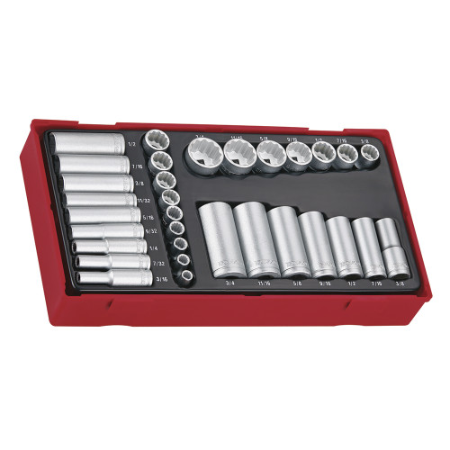 Socket Set 1/4 and 3/8 in Drive 12pt AF