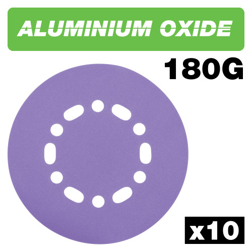 Aluminium Oxide Random Orbital Sanding Disc 180 Grit 150mm 10pc (AB/150/180A)