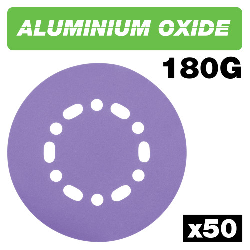 Aluminium Oxide Random Orbital Sanding Disc 180 Grit 150mm 50pc (AB/150/180A/B)