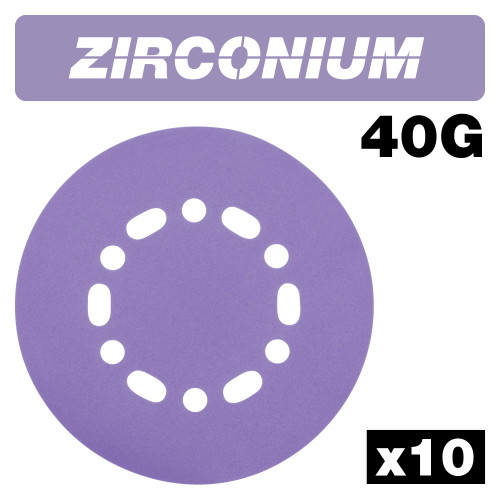 Zirconium Random Orbital Sanding Disc 10pc 150mm 40 grit (AB/150/40Z)