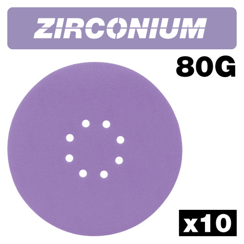 Zirconium Random Orbital Sanding Disc 10pc 225mm 80 grit (AB/225/80Z)