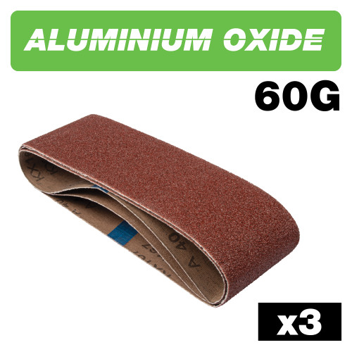 Aluminium Oxide Sanding Belt 60 Grit 75mm x 533mm 3pc (AB/B75A/60A)
