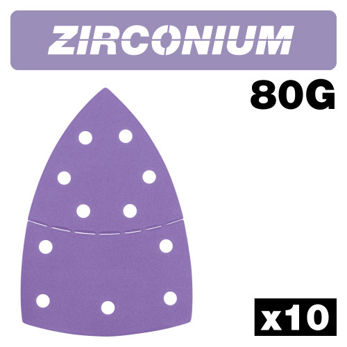 Zirconium Detail sanding sheet 10pc 102mm x 151mm 80 grit (AB/DET/80Z)