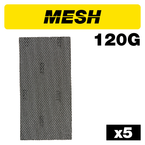 Mesh 1/2 Sanding Sheet 5pc 115mm x 230mm 120 grit (AB/HLF/120M)