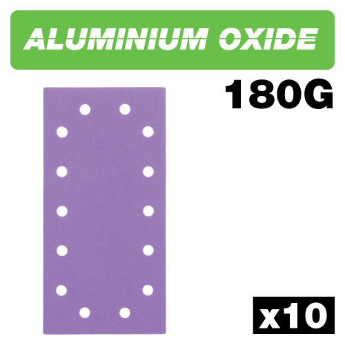 Aluminium Oxide 1/2 Sheet Sanding Sheet 180 Grit 115mm x 230mm 10pc (AB/HLF/180A)