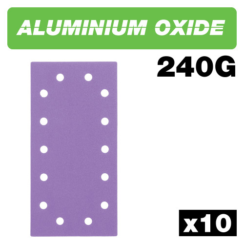 Aluminium Oxide 1/2 Sheet Sanding Sheet 240 Grit 115mm x 230mm 10pc (AB/HLF/240A)