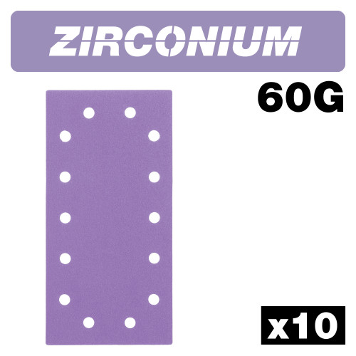 Zirconium 1/2 Sheet Sanding Sheet 10pc 115mm x 230mm 60 grit (AB/HLF/60Z)
