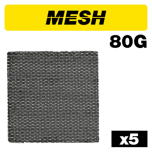 Mesh 1/4 Sanding Sheet 5pc 115mm x 115mm 80 grit (AB/QTR/80M)