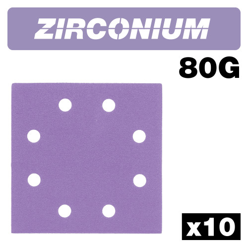 Zirconium 1/4 Sheet Sanding Sheet 10pc 114mm x 110mm 80 grit (AB/QTR/80Z)