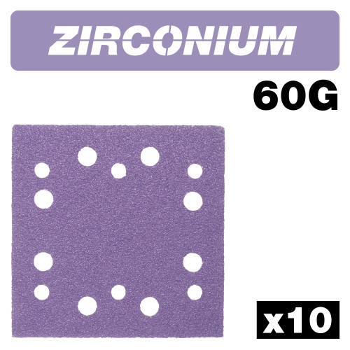 Zirconium 1/4 Sheet Sanding Sheet 10pc 114mm x 110mm 60 gritZirconium 1/4 Sheet Sanding Sheet 10pc 114mm x 110mm 60 grit (AB/QTR1/60Z)