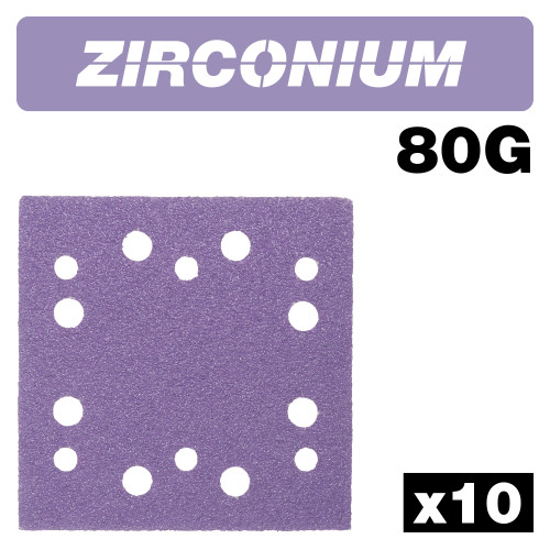Zirconium 1/4 Sheet Sanding Sheet 10pc 114mm x 110mm 80 grit (AB/QTR1/80Z)