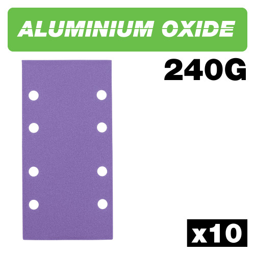 Aluminium Oxide 1/3 Sheet Sanding Sheet 10pc 93mm x 185mm 240 grit (AB/THD/240A)