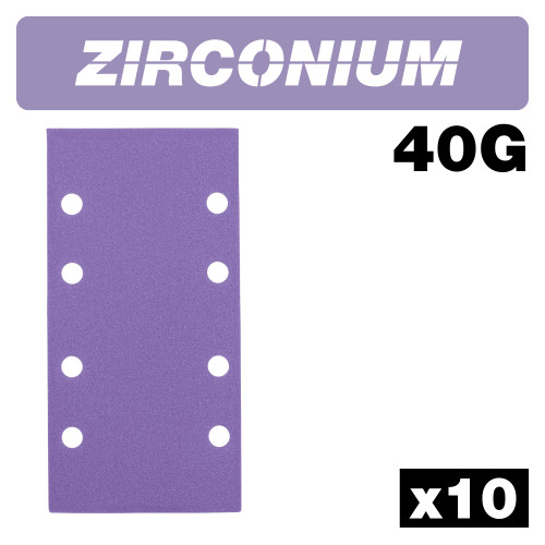 Zirconium 1/3 Sheet Sanding Sheet 10 pc 93mm x 185mm 40 grit (AB/THD/40Z)