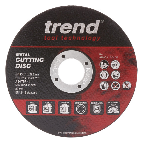 115mm Metal Cutting Discs 1mm Kerf 10 Pack (AD/C115/1/M)