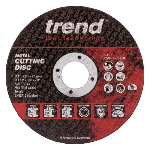 115mm Metal Cutting Discs 2.5mm Kerf 10 Pack (AD/C115/25/M)
