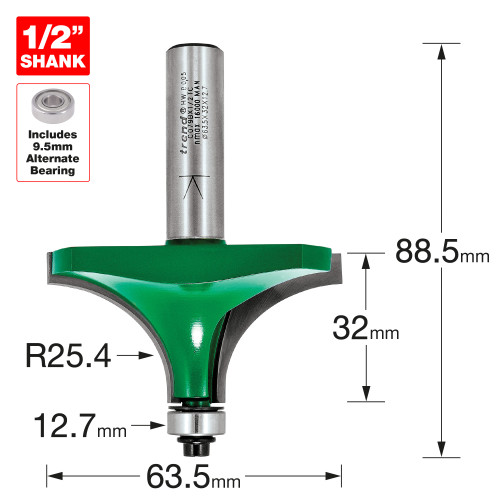 Rounding over 25.4mm radius x 32mm cut  (C079BX1/2TC)