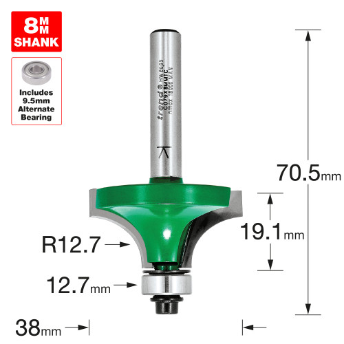 Rounding over 12.7mm radius x 19.1mm cut  (C079X8MMTC)