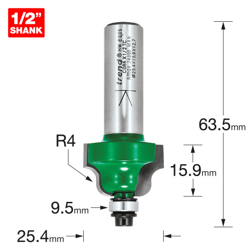 Guided ogee radius 4.0 x 15.9mm cut  (C086X1/2TC)