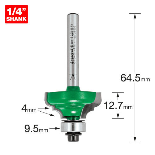 Self guided broken ogee quirk 4mm radius (C104X1/4TC)