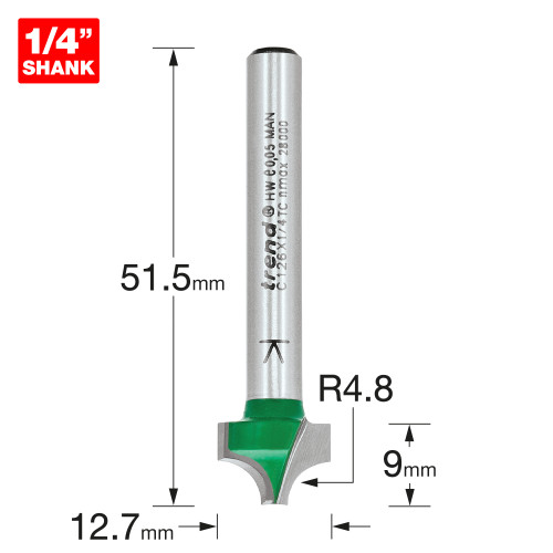 Rounding over 4.8mm radius x 12.7mm cut  (C126X1/4TC)