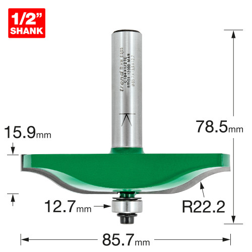 Ogee panel mould cutter 22mm radius 86mm diameter (C184X1/2TC)