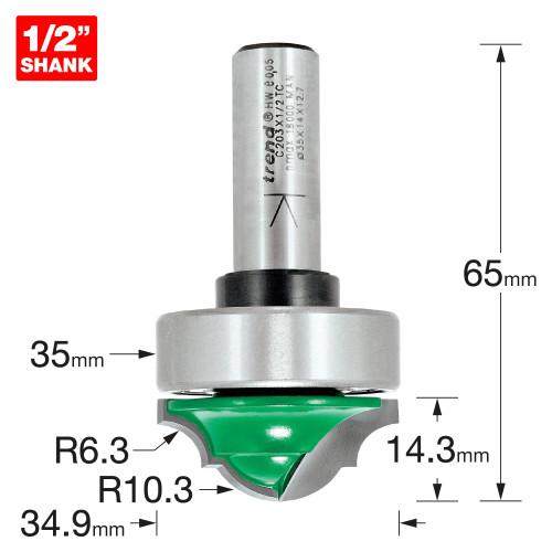 Bearing guided classic panel 6.3mm radius (C203X1/2TC)