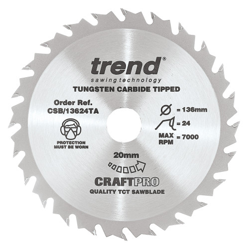 Craft saw blade 136 x 24 teeth x 20 thin  (CSB/13624TA)