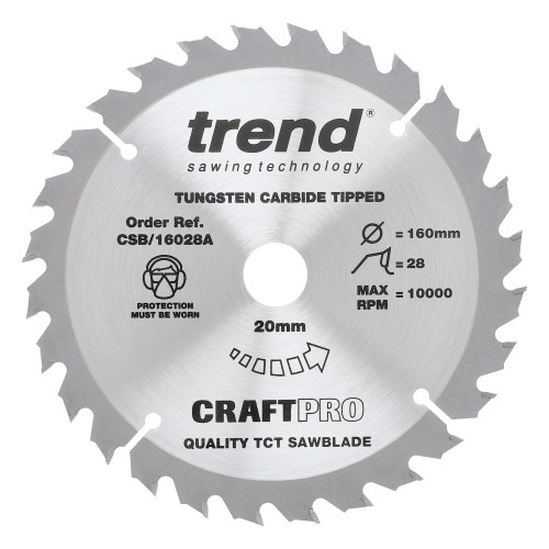 Craft saw blade 160mm x 28 teeth x 20mm  (CSB/16028A)