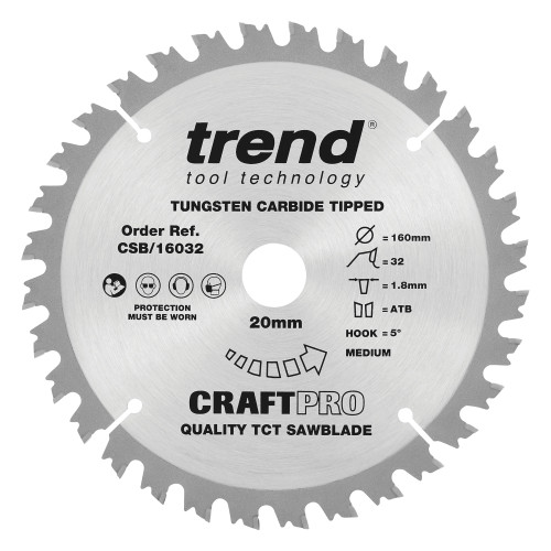 Craft saw blade 160mm x 32 teeth x 20mm  (CSB/16032)