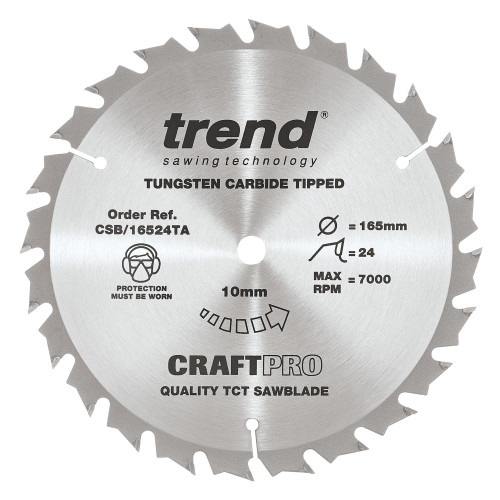 Craft saw blade 165 x 24 teeth x 10 thin  (CSB/16524TA)