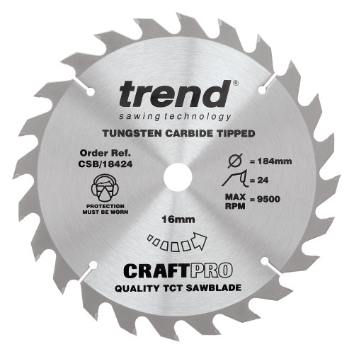 Craft saw blade 184mm x 24 teeth x 16mm  (CSB/18424)