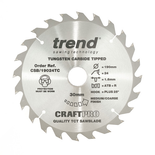 Craft saw blade 190mm x 24 teeth x 30 x 1.55 for DCS575 (CSB/19024TC)