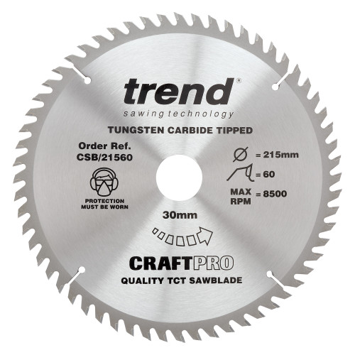 Craft saw blade 215mm x 60 teeth x 30mm  (CSB/21560)