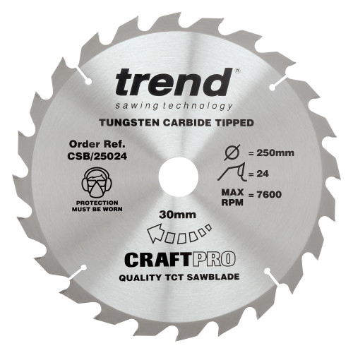 Craft saw blade 250mm x 24 teeth x 30mm (CSB/25024)