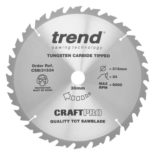Craft saw blade 315mm x 24 teeth x 30mm  (CSB/31524)