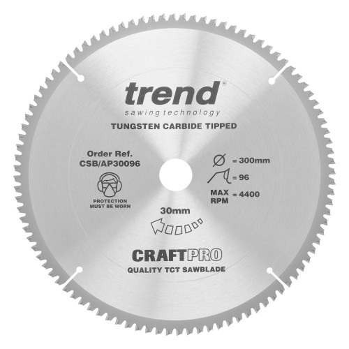 Craft saw blade aluminium and plastic 300 x 96 teeth x 30  (CSB/AP30096)