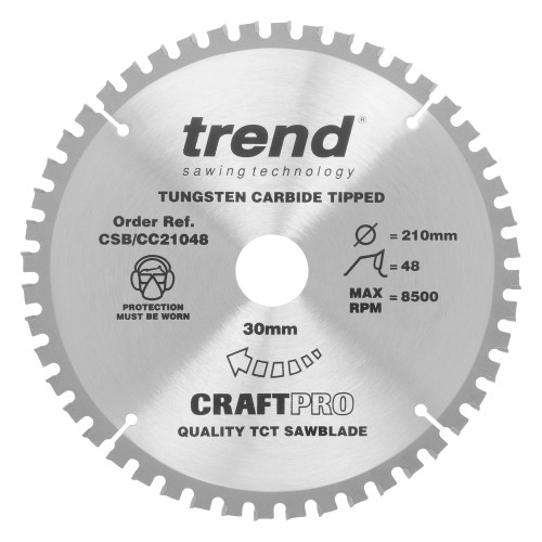 Craft saw blade crosscut 210mm x 48 teeth x 30mm  (CSB/CC21048)