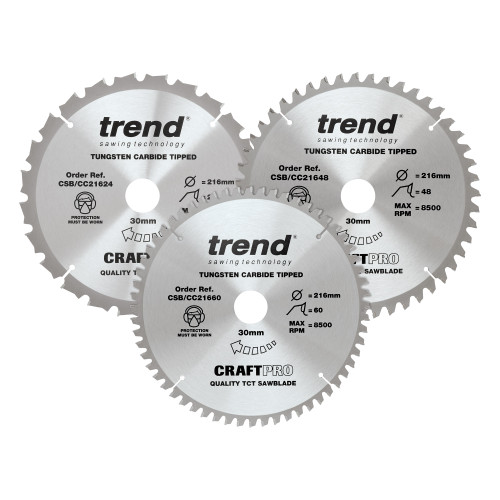 216mm diameter Craft saw blade mixed triple pack (CSB/CC216/3PK)