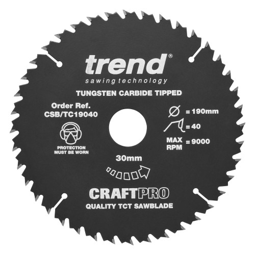 Craft saw blade 190mm x 40 teeth x 30mm  (CSB/TC19040)