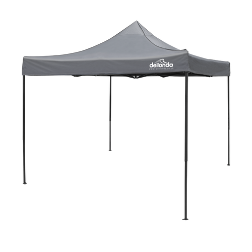 Dellonda Premium 3 x 3m Pop-Up Gazebo, PVC Coated, Water Resistant Fabric, Supplied with Carry Bag, Rope, Stakes & Weight Bags - Grey Canopy