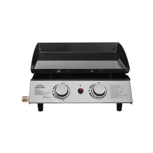 Dellonda 2 Burner Portable Gas Plancha 5kW BBQ Griddle, Stainless Steel - DG21