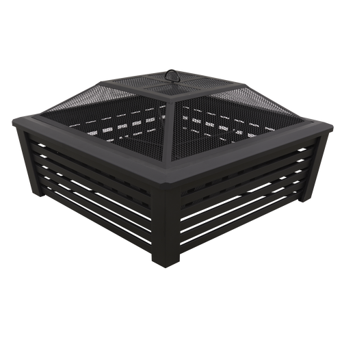 Dellonda 35" Square Outdoor Fire Pit, Black