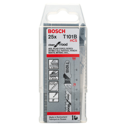 Bosch T101B Clean for Wood Jigsaw Blades (25 Pack)