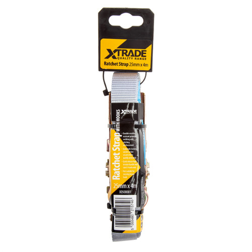 XTrade X0500001 Ratchet Straps with Hooks 25mm x 4m